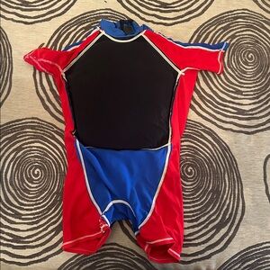Red and Blue Short Sleeve Swimsuit
